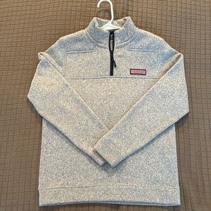Vineyard Vines Gray Zip Up Sweater with Quarter Zip and Ribbed Collar